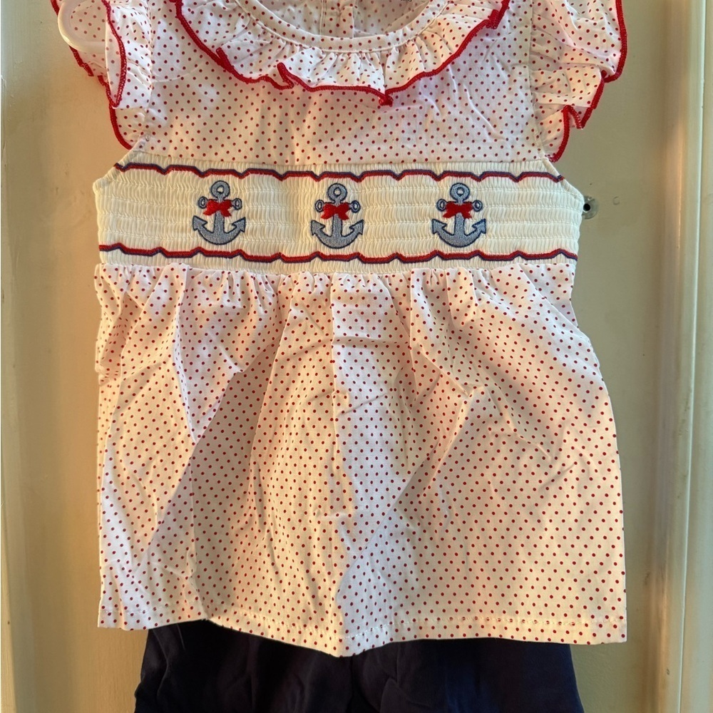 NWT Smocked Anchors Ruffle Short Set - Picture 5 of 8
